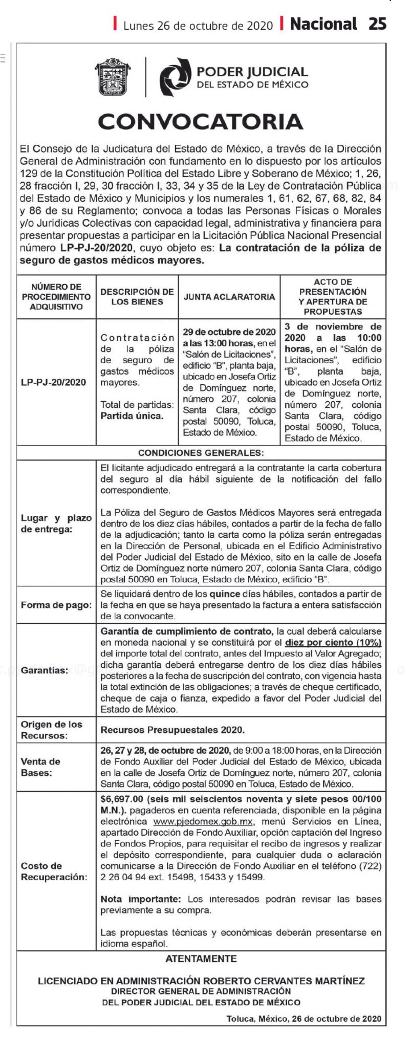 Convocatoria Contratación de la póliza de seguro de