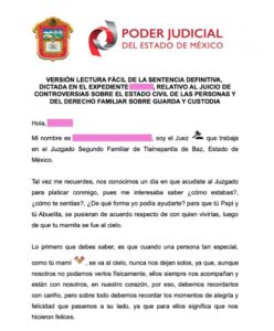 PJEdomex redacta sentencias entendibles para las infancias y adolescencias