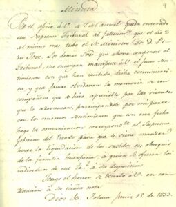 En el año de 1833 falleció en Toluca el Magistrado Pedro Jove