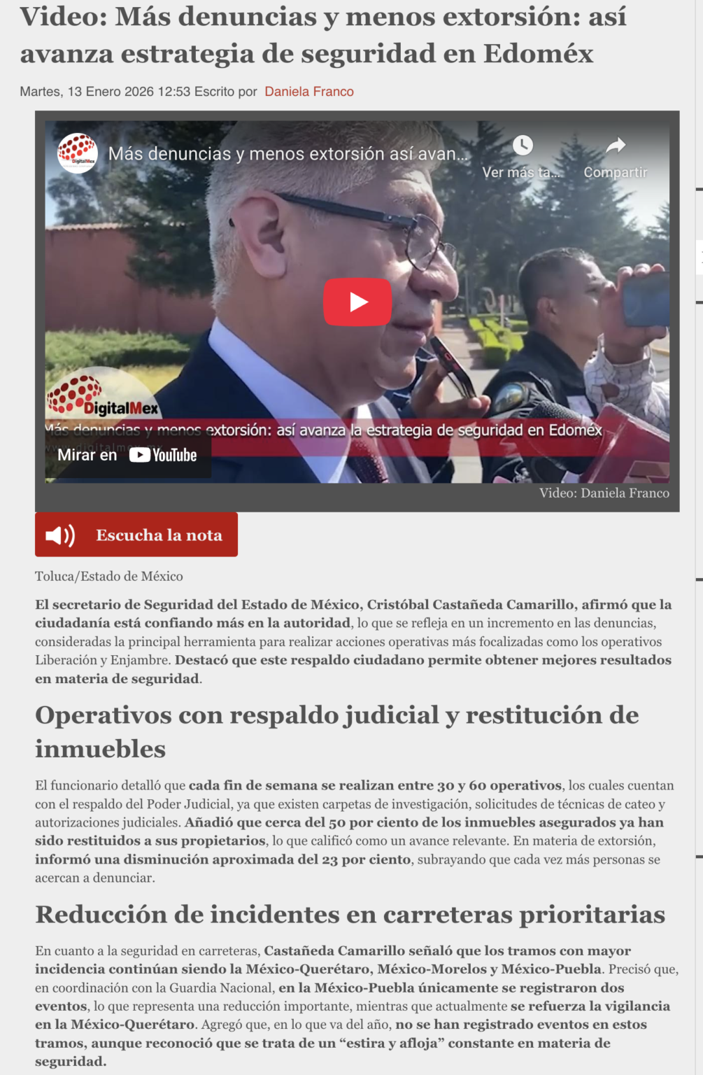 Más denuncias y menos extorsión: así avanza estrategia de seguridad en ...
