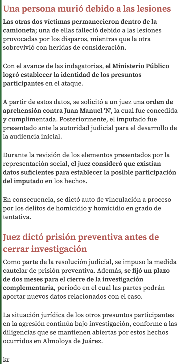 Vinculan a proceso a Juan Manuel ‘N’ por presunto homicidio en Almoloya ...