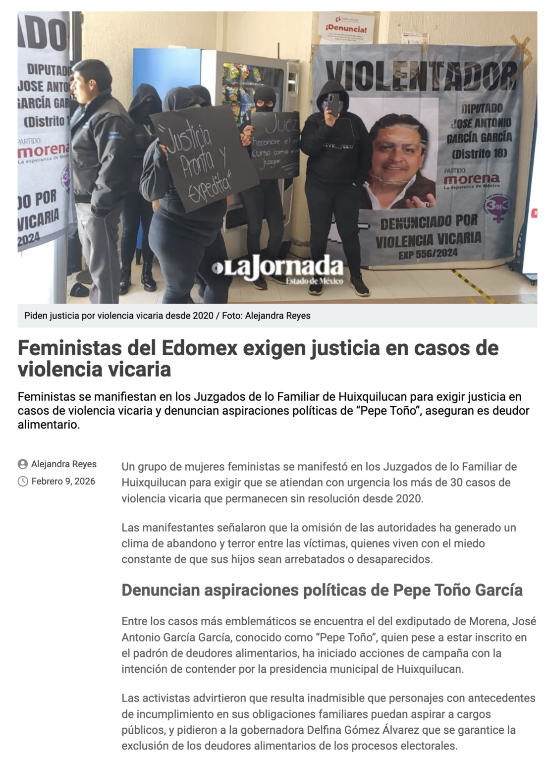 Feministas del Edomex exigen justicia en casos de violencia vicaria