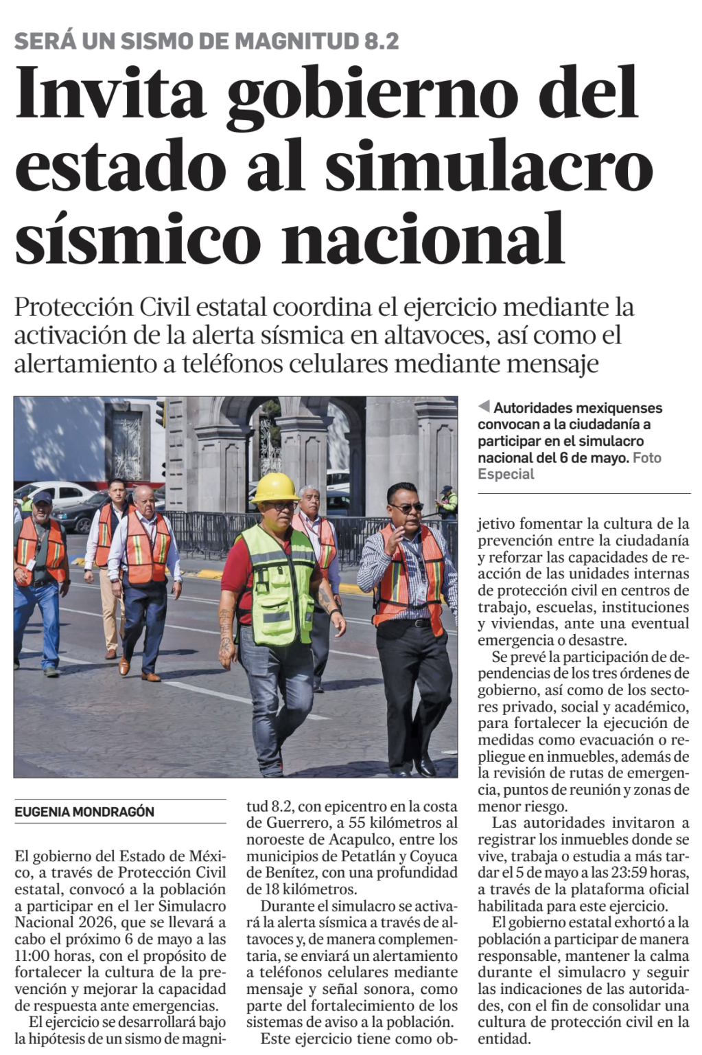 Invita GEM a participar en el primer Simulacro Nacional 2026